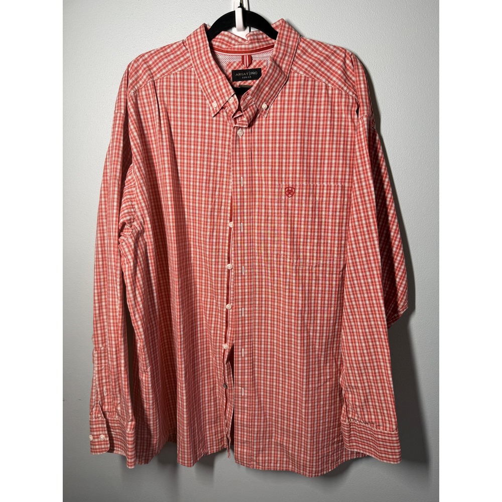 Ariat Mens Shirt 3XL Red Plaid Pro Series Button Down Long Sleeve Western Cowboy